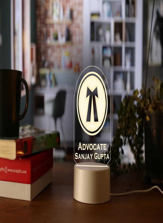 AICA Personalized Name Advocate LED Table Lamp (White Base) | Customized Birthday Thank You Graduation Appraisal Gifts for Lawyer Male Female Men Women Friend Girl Boy - Image 1