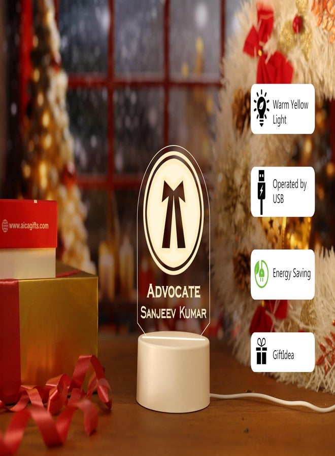 AICA Personalized Name Advocate LED Table Lamp (White Base) | Customized Birthday Thank You Graduation Appraisal Gifts for Lawyer Male Female Men Women Friend Girl Boy - Image 3