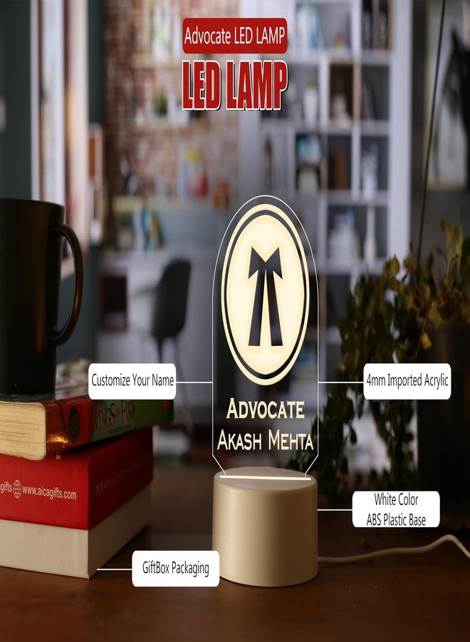 AICA Personalized Name Advocate LED Table Lamp (White Base) | Customized Birthday Thank You Graduation Appraisal Gifts for Lawyer Male Female Men Women Friend Girl Boy - Image 2