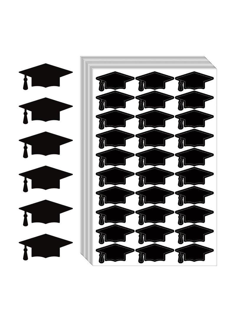 KASTWAVE Black Graduation Cap Stickers, Self-Adhesive Graduation Sealing Stickers Labels Party Favor Labels, Grad Cap Stickers for 2024 Graduation Party Chocolate Envelopes Decal, 20 Sheets - Image 1