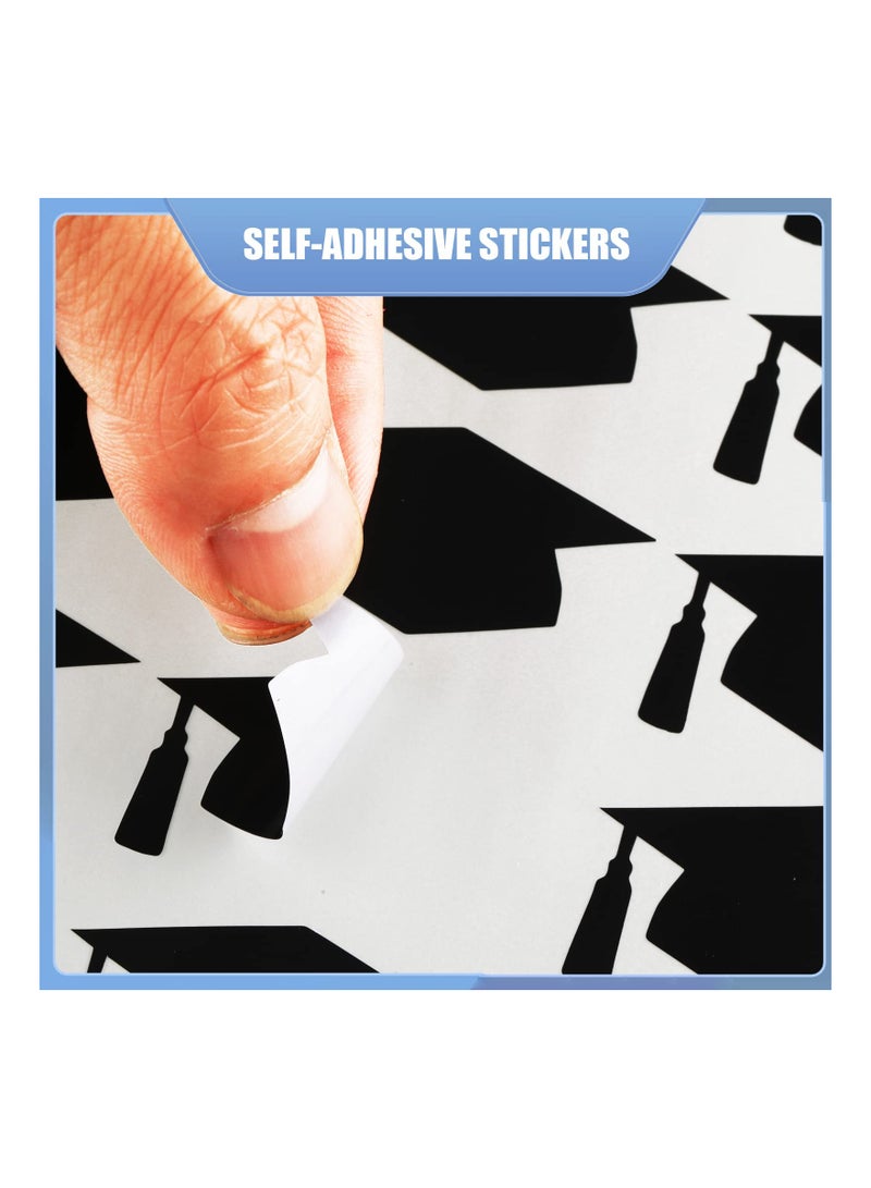 KASTWAVE Black Graduation Cap Stickers, Self-Adhesive Graduation Sealing Stickers Labels Party Favor Labels, Grad Cap Stickers for 2024 Graduation Party Chocolate Envelopes Decal, 20 Sheets - Image 4