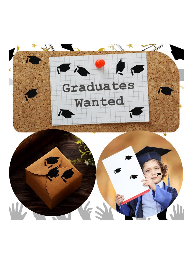 KASTWAVE Black Graduation Cap Stickers, Self-Adhesive Graduation Sealing Stickers Labels Party Favor Labels, Grad Cap Stickers for 2024 Graduation Party Chocolate Envelopes Decal, 20 Sheets - Image 3