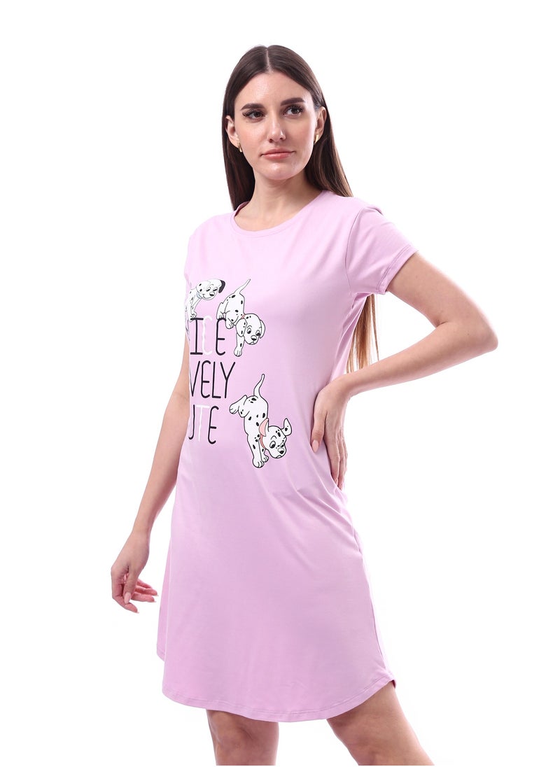 Printed Pattern Short Sleeves Sleep Dress _ Pink - pzsku/ZA27C3460F64ED3084E8FZ/45/_/1740406944/ae76e705-eb9d-42b6-a856-79b975f268a6