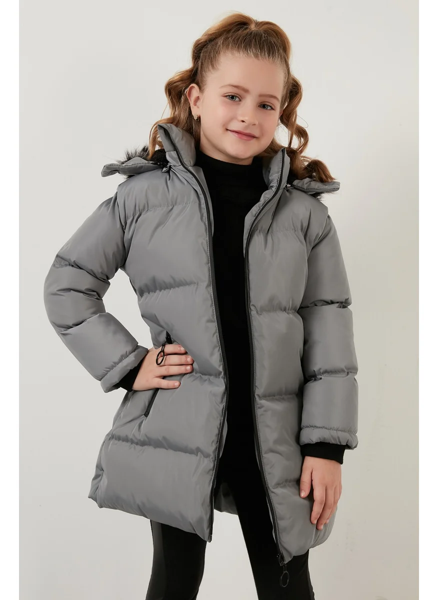Lela Plush Lined Faux Fur Collar Removable Hooded Winter Coat Girls' Coat 5760072