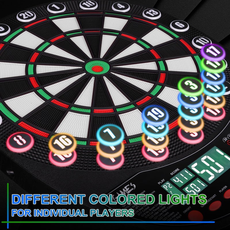 WIN.MAX Electronic Dart Board Soft Tip Dartboard Set LED Displays 3 Languges with 12 Darts 100 Tips Power - Image 3