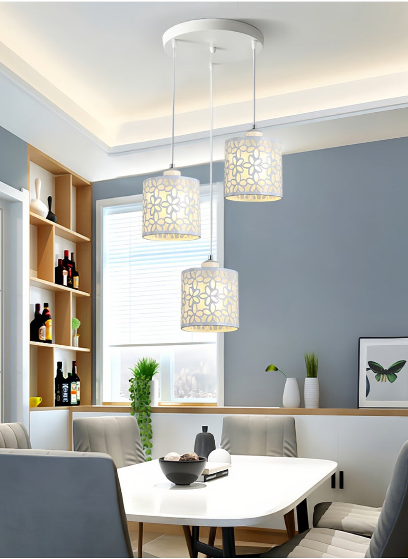 Optico 3-Light Pendant Light, Ceiling Light Hanging Light with Adjustable Cord and Hollowed Shade Modern Chandelier Pendant Lighting Kitchen Light Hallway Light Staircase Light with LED White Light for Farmhouse Living Dining Room Entryway (White)  - Image 5