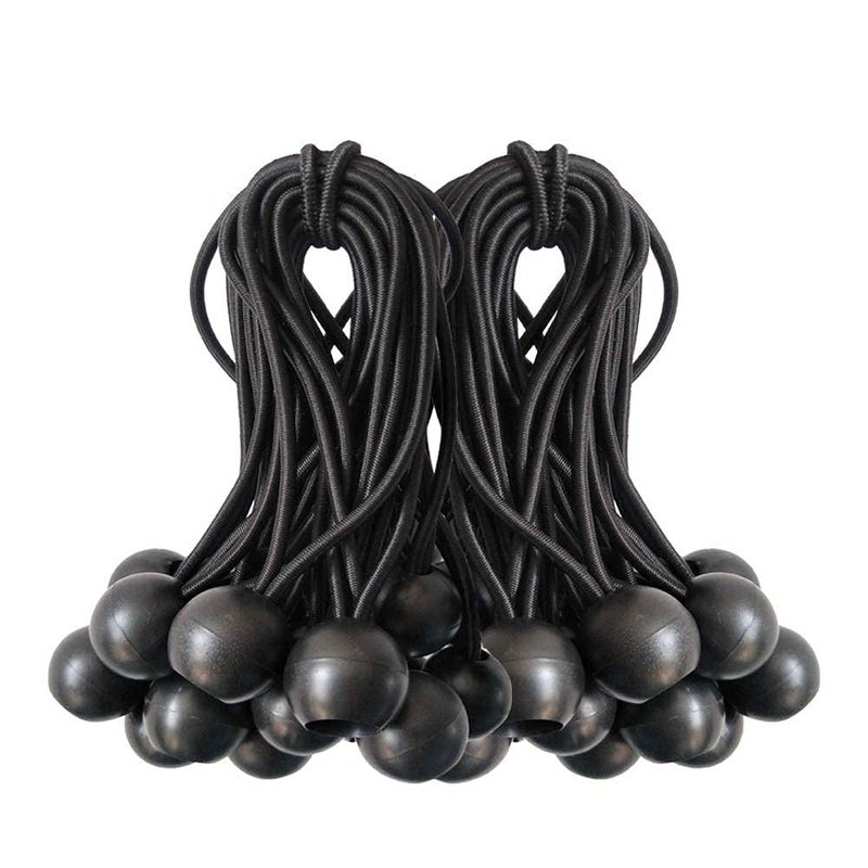 Noonext Ball Bungee Cords 50 Packs 4 Inch Black Tie Down Cords for Tarp Canopy Shelter Wall Pipe UV Resistant