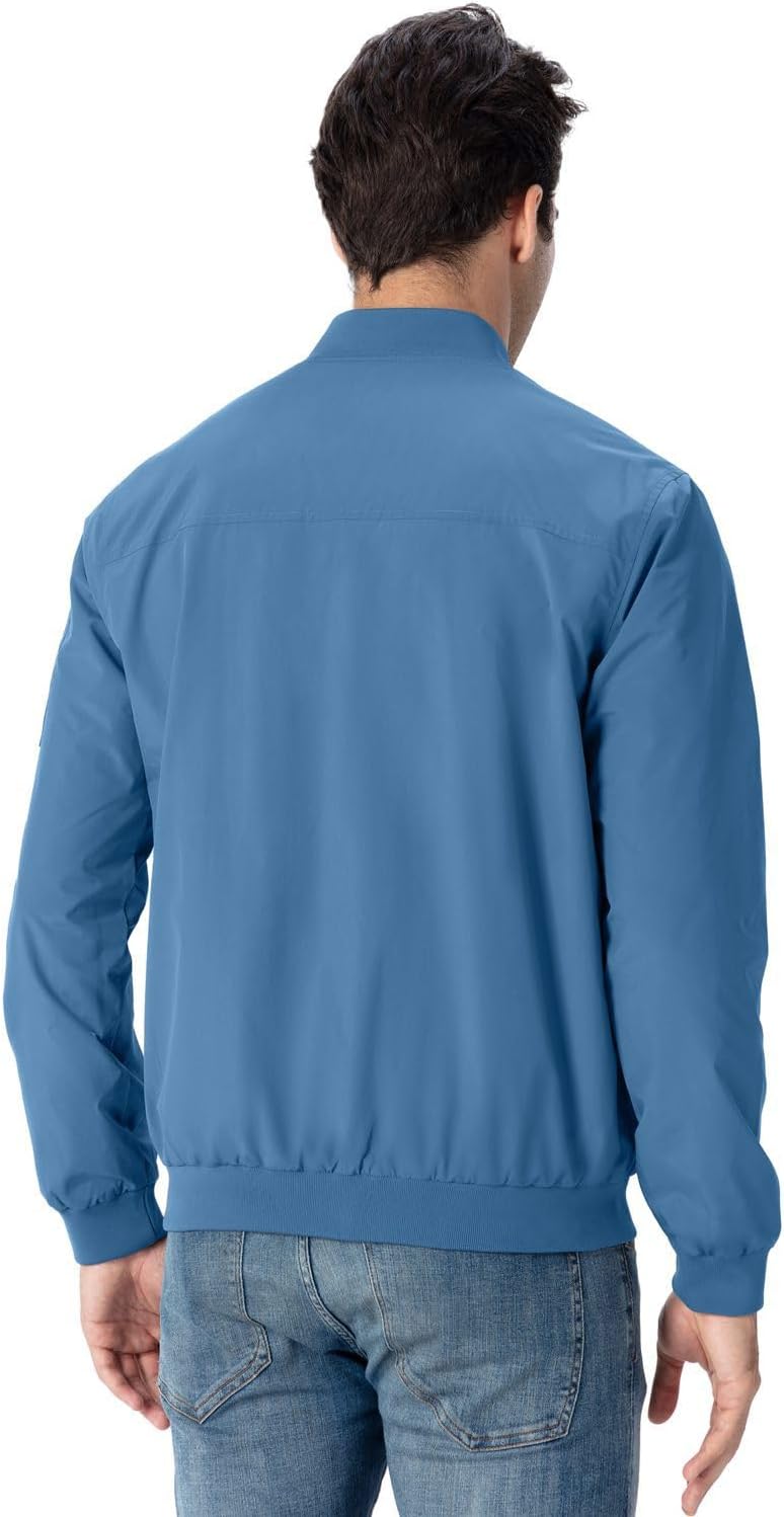 Rdruko Men's Casual Lightweight Bomber Jacket - Denim Blue - Image 2