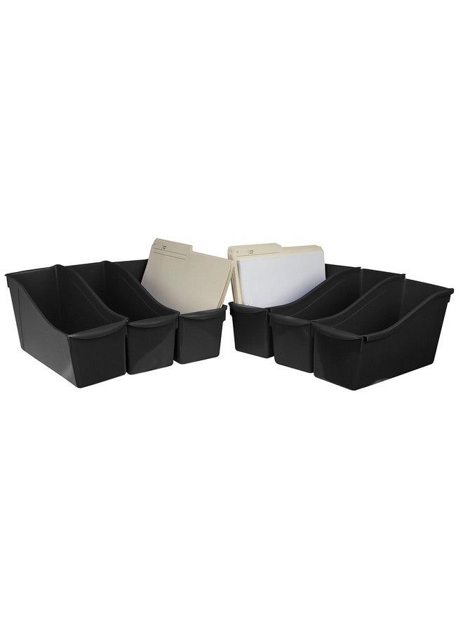 ستوريكس Storex Industries سلة كتب كبيرة مقاس 14.3 × 5.3 × 7 بوصة مع جيب أمامي باللون الأسود - Image 2