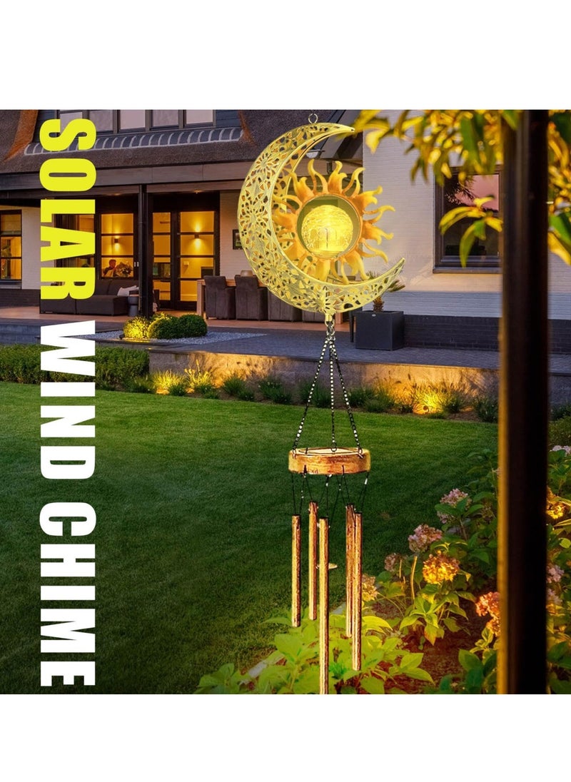 Excefore Wind Chime Lights, Decorative Wind Chimes,Large Memorial Wind Chimes, Solar Powered, Waterproof Led Wind Chimes with Crackle Glass Ball for Outdoor  - Image 3