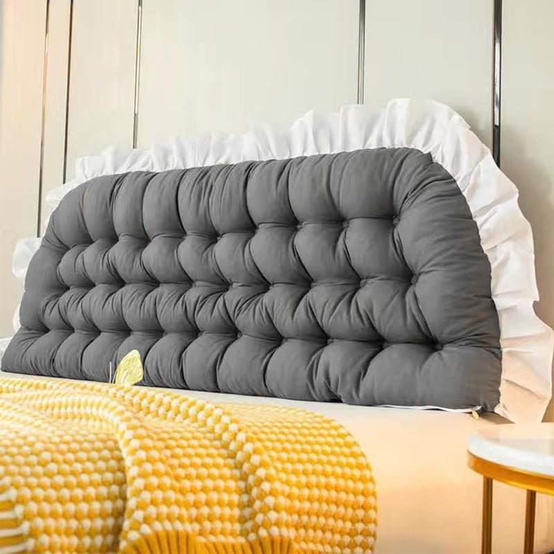 HASTHIP ® Headboard Pillow for Bed Backrest - 19.7" x 47.2" Pillow for Sitting Up in Bed Soft Cotton Filled Quilting Padded Soft Headboard Backrest with Cute Flounce Edge, Removable Zippered Cover - Image 1