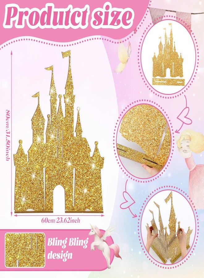 Seenelling حامل خلفية قلعة كبيرة من سينيلينج، قلعة خشبية، ديكور حفلة عيد ميلاد أميرة خيالية، خلفية كشك تصوير، لوازم تزيين حفلات أعياد الميلاد (ذهبي) - Image 3