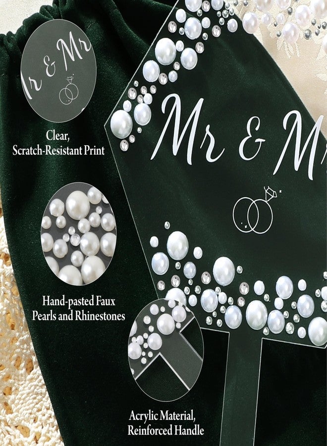 Coucoland Mr and Mrs Cake Topper - Hexagon Wedding Cake Decor with Rhinestones and Pearls for Engagement Bridal Anniversary - Image 5
