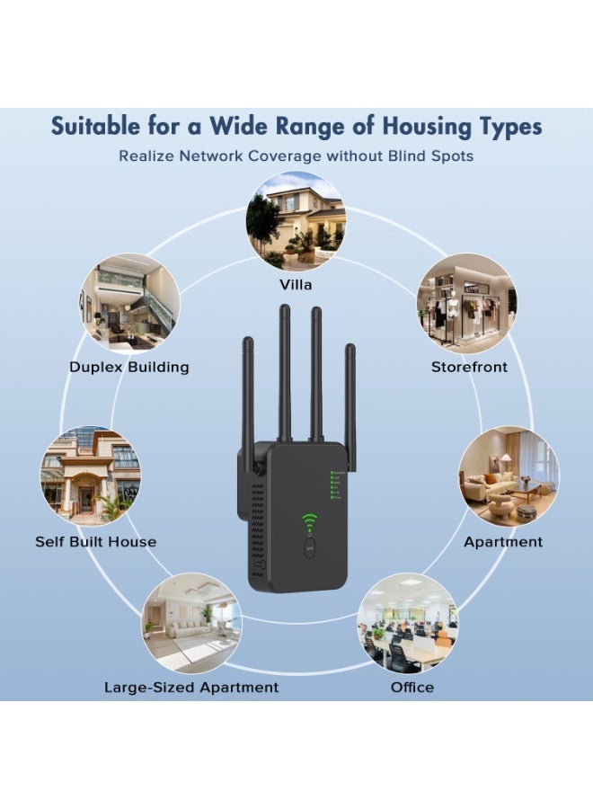 Naxifly WiFi Range Extender, 300M Wireless Router,Wifi Repeater,Ac Dual Band 2.4 Anti-Interference,Wps Function One Click Interconnection,Can Connect to Desktop/Wireless Internet Simultaneously(black) - Image 2