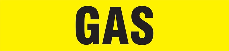 SHRPK345SSA Self-Stick "Gas" Pipe Marker for 3/4" to 1-1/4" OD Pipe Spanish, Black on Yellow, 1" H x 8" W