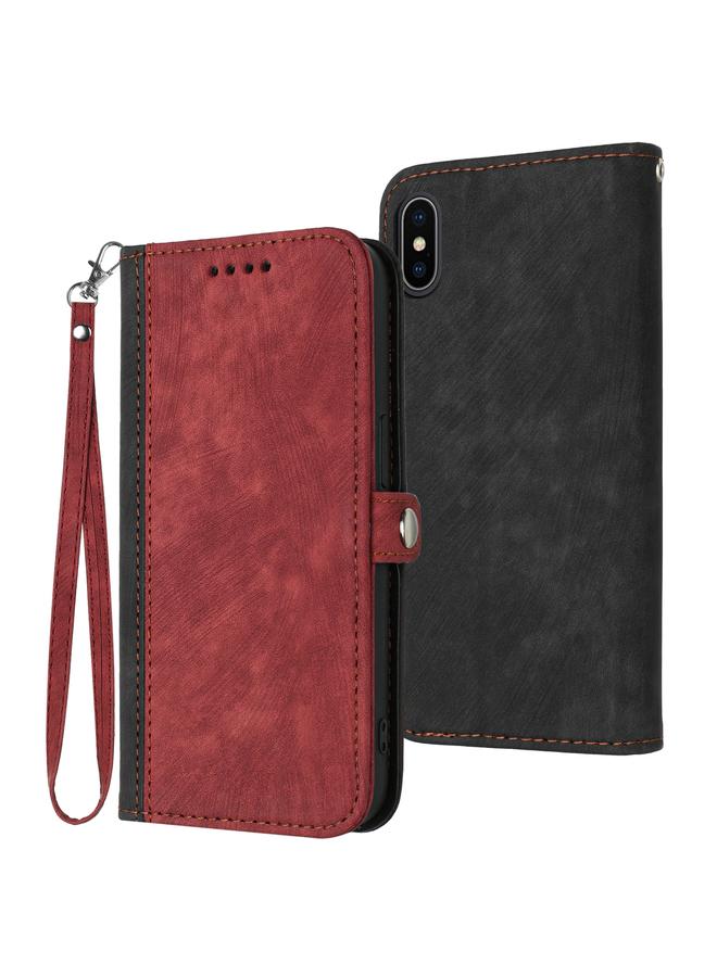 S-TOP Case For iPhone XS / X Side Buckle Double Fold Hand Strap Leather Phone Case - Image 1