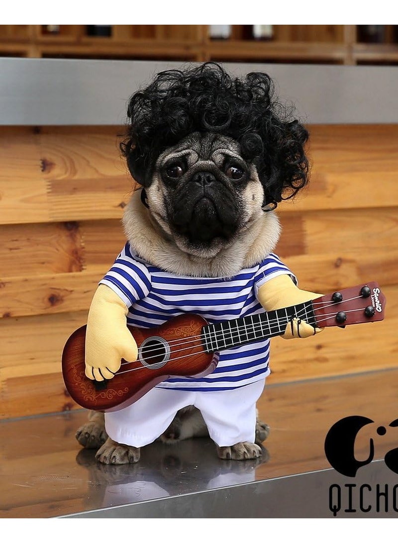 A.M Pet Guitar Costume Funny Singer Cat Puppy Costume Guitarist Style Dog Costume For Cosplay Parties - Image 3