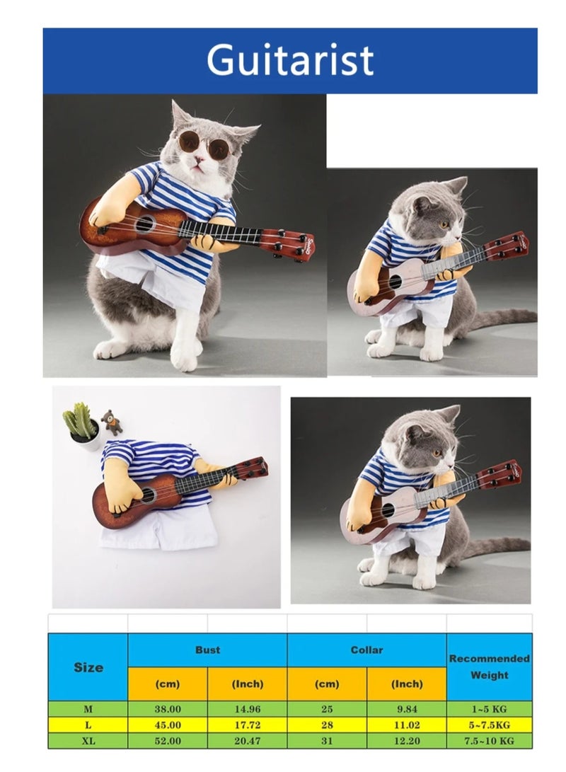 A.M Pet Guitar Costume Funny Singer Cat Puppy Costume Guitarist Style Dog Costume For Cosplay Parties - Image 4