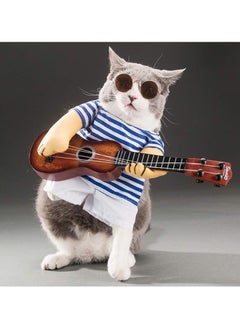 A.M Pet Guitar Costume Funny Singer Cat Puppy Costume Guitarist Style Dog Costume For Cosplay Parties  - Image 1