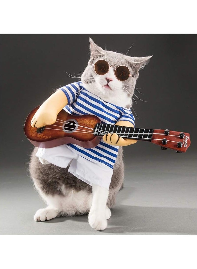 A.M Pet Guitar Costume Funny Singer Cat Puppy Costume Guitarist Style Dog Costume For Cosplay Parties - Image 1