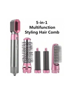General 5 in 1 Hot Air Styler Hair Dryer Comb Multi-function Styling Tool for Straightening Curler Curl Drying Combing Scalp Massage Styling Light Pink  - Image 2