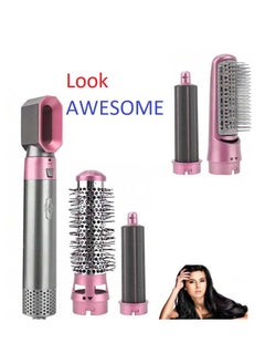 General 5 in 1 Hot Air Styler Hair Dryer Comb Multi-function Styling Tool for Straightening Curler Curl Drying Combing Scalp Massage Styling Light Pink  - Image 3