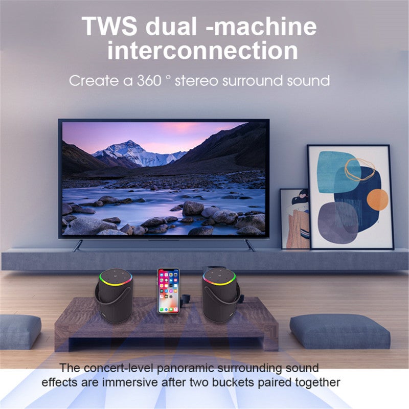 Bluetooth Speaker: 60W Crossover Sound, 6600 mAh 12-Hour Battery, RGB Rhythm Light - Portable Handle, USB Disk Support for Outdoor Home Party Use - Image 3