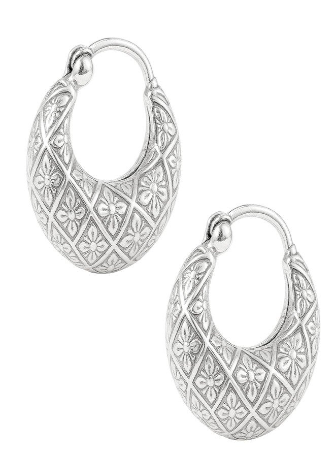 Darshraj 925 Starling Silver 14 MM Flower Design Kaju Bali For Women|Girls|Boys|Men - Image 1