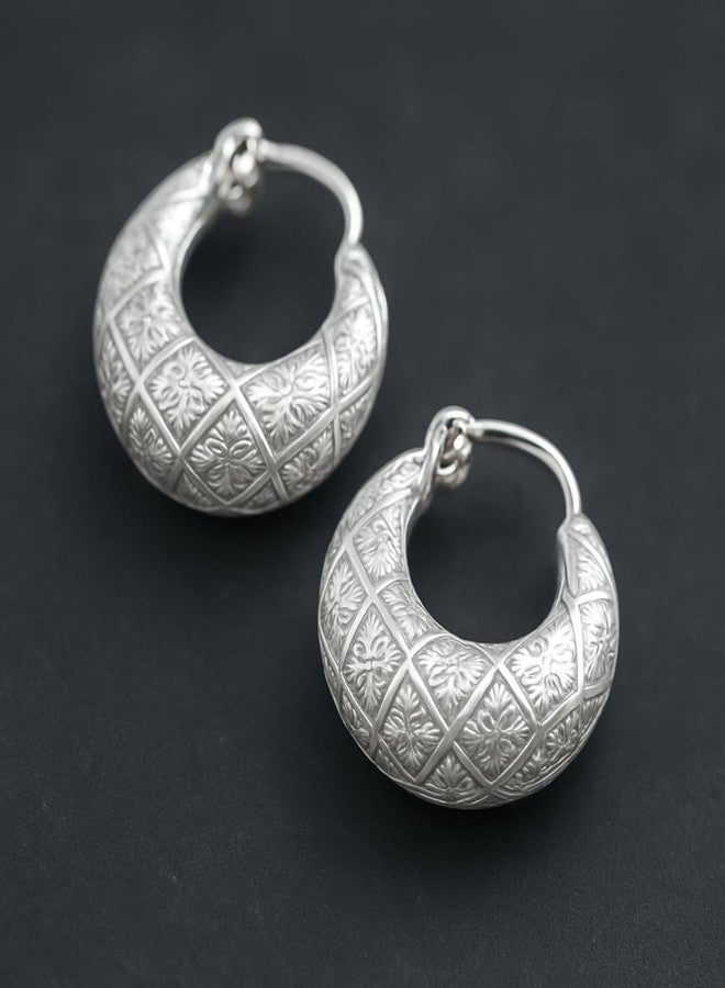 Darshraj 925 Starling Silver 14 MM Flower Design Kaju Bali For Women|Girls|Boys|Men - Image 2