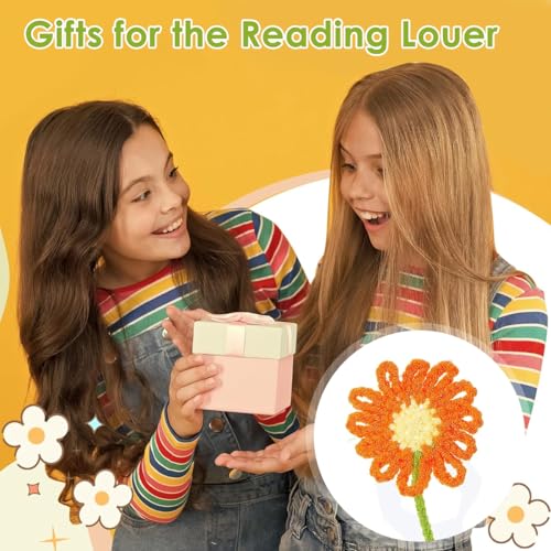 OFIFO® 4Pcs Crochet Flower Bookmarks Set, Handmade Daisy Knitting Bookmark for School, College, Office, Reading Accessories, Cute Gifts for Girls, Students, Teachers, Book Lovers - Image 5