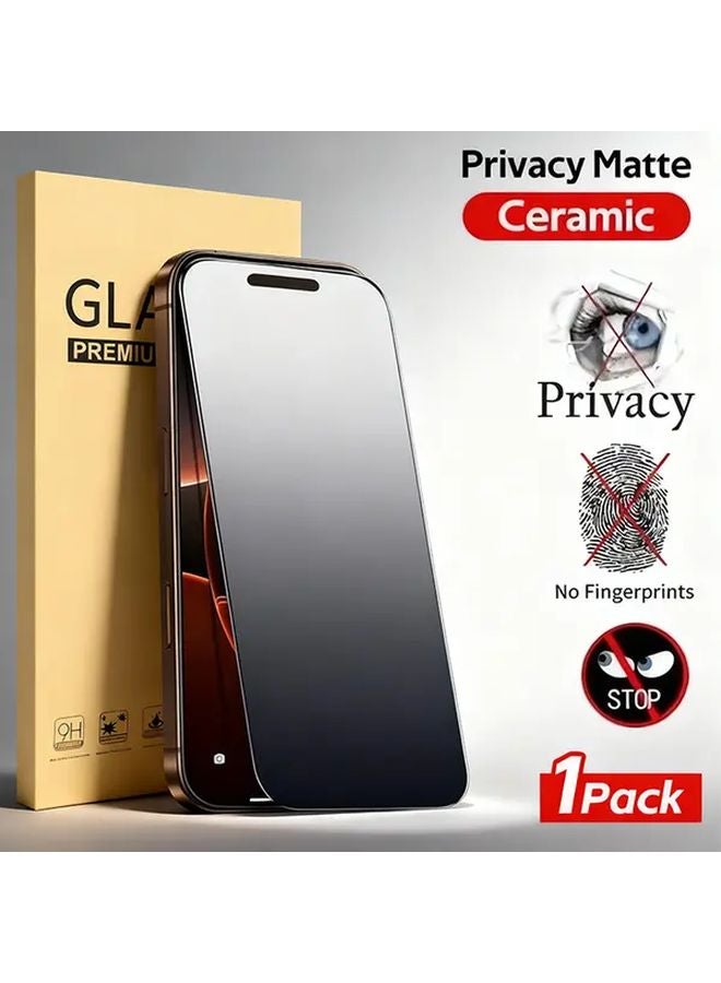 Matte Ceramic Privacy Screen Protector For iPhone 16 Pro Max Black Anti Spy Film - Image 1