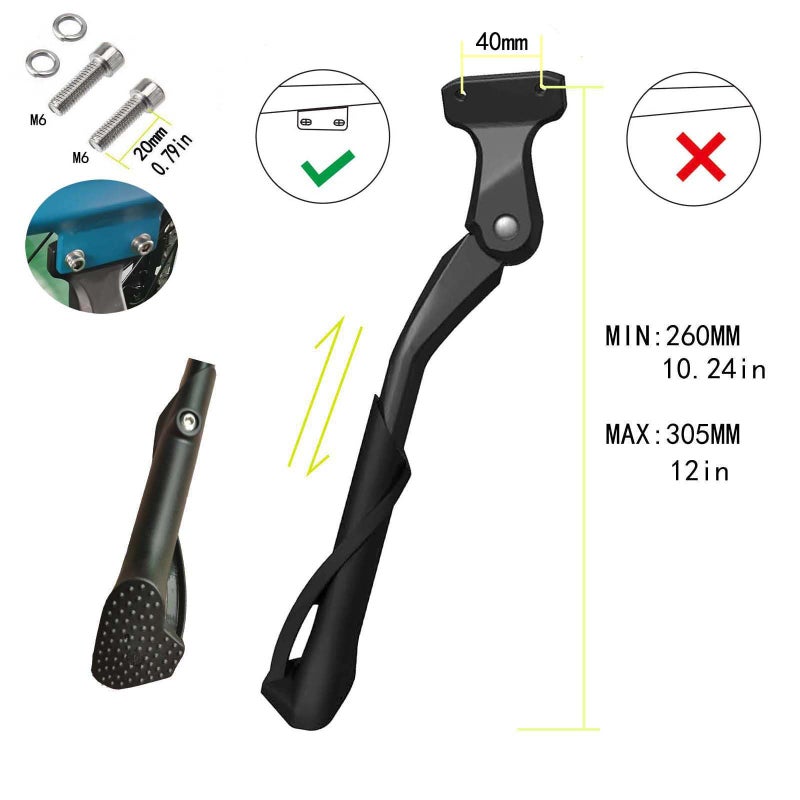 Dewier Bike Kickstand Aluminium Adjustable Bicycle Kickstand suitable Rear Side electric bicycles Fit for 26" 27.5" 29" 700C Bike Kick Stand for Bicycles ebike Kickstand (40mm Hole Distance) Storage - Image 2