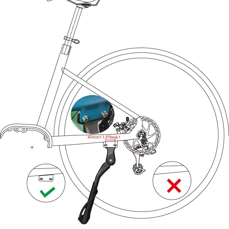 Dewier Bike Kickstand Aluminium Adjustable Bicycle Kickstand suitable Rear Side electric bicycles Fit for 26" 27.5" 29" 700C Bike Kick Stand for Bicycles ebike Kickstand (40mm Hole Distance) Storage - Image 3