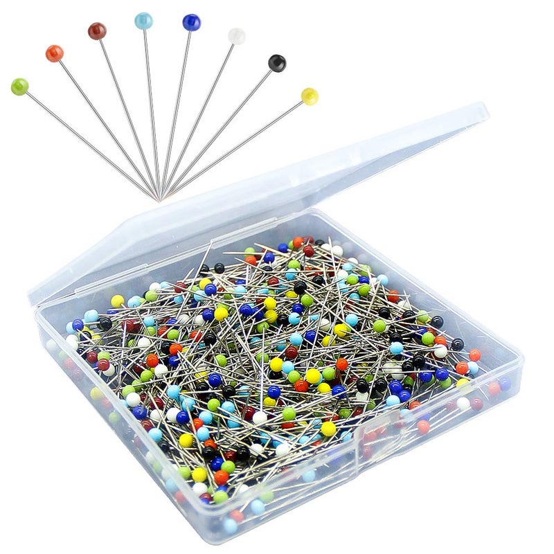 500PCS Sewing Pins for Fabric Straight Pins with Colored Ball Glass Heads Long 15inch Quilting Pins for Dressmaker Jewelry DIY Decoration Craft and Sewing Project by Sunenlyst