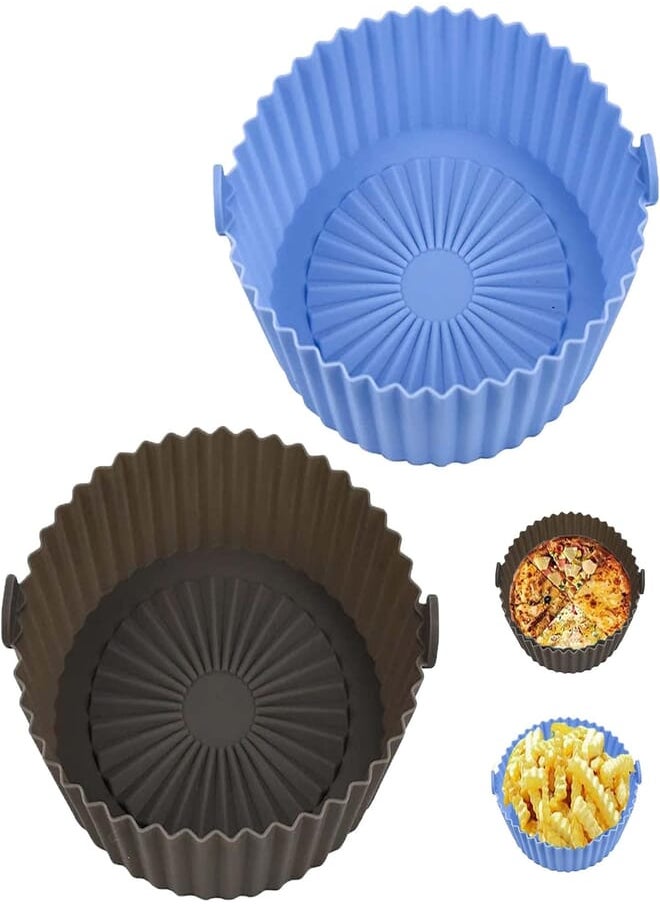 Yikki - Air Fryer Silicone Pot Reusable Air Fryer Liners Replacement of Parchment Paper Liners Air Fryer Accessories Round Air Fryer Basket for Ninja Air Fryer Baking Roasting Oven Microwave - Image 1