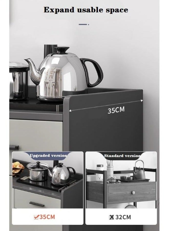 إيونتو خزانة تخزين عصرية متعددة الاستخدامات باللون الرمادي مع درج و3 أبواب - خزانة جانبية أنيقة، وخزانة، وطاولة بوفيه للمدخل، والمطبخ، وغرفة الطعام، وغرفة المعيشة، مصنوعة من لوح ألياف متوسط ​​الكثافة (MDF) بأرجل معدنية (100×92×34 سم) - Image 5