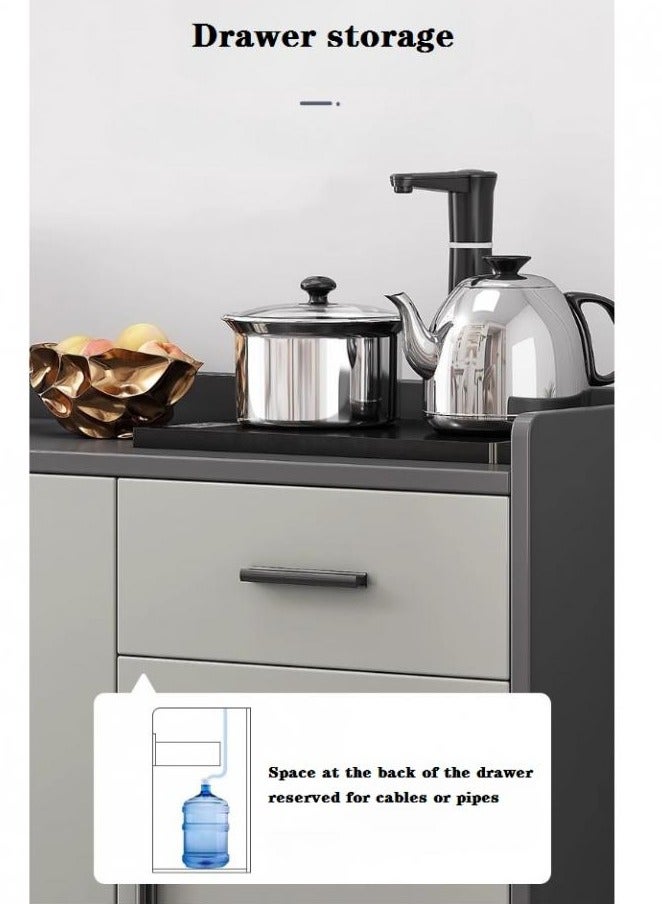 إيونتو خزانة تخزين عصرية متعددة الاستخدامات باللون الرمادي مع درج و3 أبواب - خزانة جانبية أنيقة، وخزانة، وطاولة بوفيه للمدخل، والمطبخ، وغرفة الطعام، وغرفة المعيشة، مصنوعة من لوح ألياف متوسط ​​الكثافة (MDF) بأرجل معدنية (100×92×34 سم) - Image 4