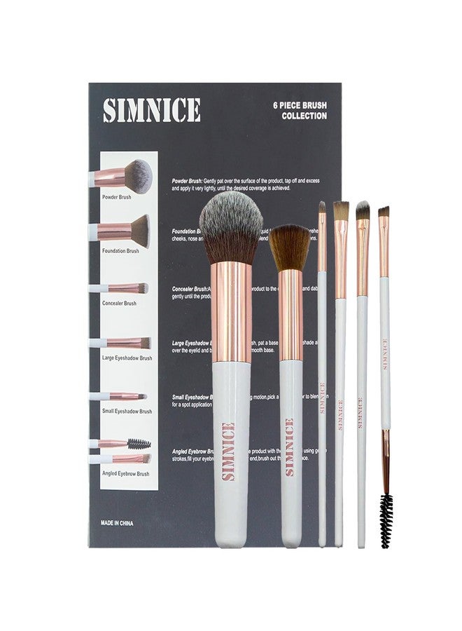 Simnice Professional Makeup Brush Set - 6Pcs Foundation Concealer Eye Shadows Makeup Brushes,Eyebrow Power Make Up Brush Kit,Travel Cosmetics Face Makeup Brushes For Women - Image 1