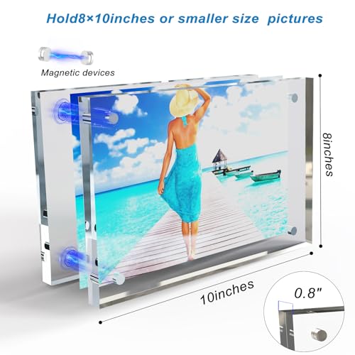 laapee 8x10 Inches Acrylic Picture Frames 1 Pack, Double Sided Magnetic Photo Frames,Free Standing on Desk or Table Clear Picture Frames - Image 4