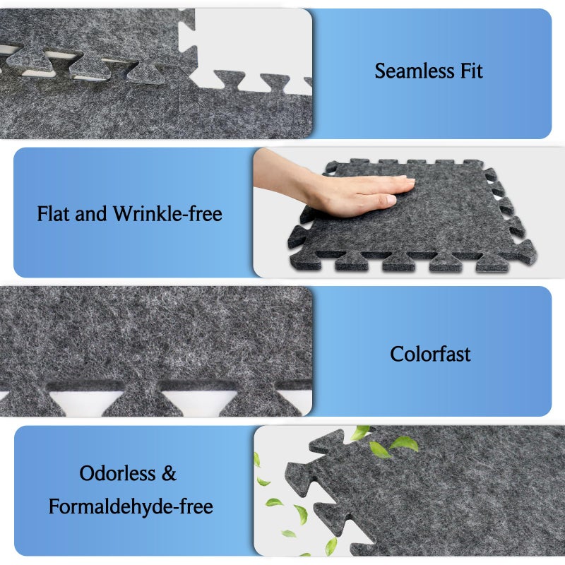 BXI Soundproof Interlocking Rug Pad 16 Pcs, 11x 11 x 0.4 inches Non Slip Rug Pads, High Density Noise Reduction Puzzle Felt Carpet Padding, Rug Mat Protects and Adds Cushion for Hardwood Floor - Image 5