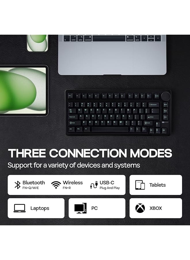 EPOMAKER Qk81 75% Wireless Mechanical Gaming Keyboard Qmk/Via Programmable And Hot Swappable 81 Keys With Metal Knob 2.4Ghz/Bt/Usb Creamy Gasket Mount Rgb Backlight (Black Wisteria Switch) - Image 4