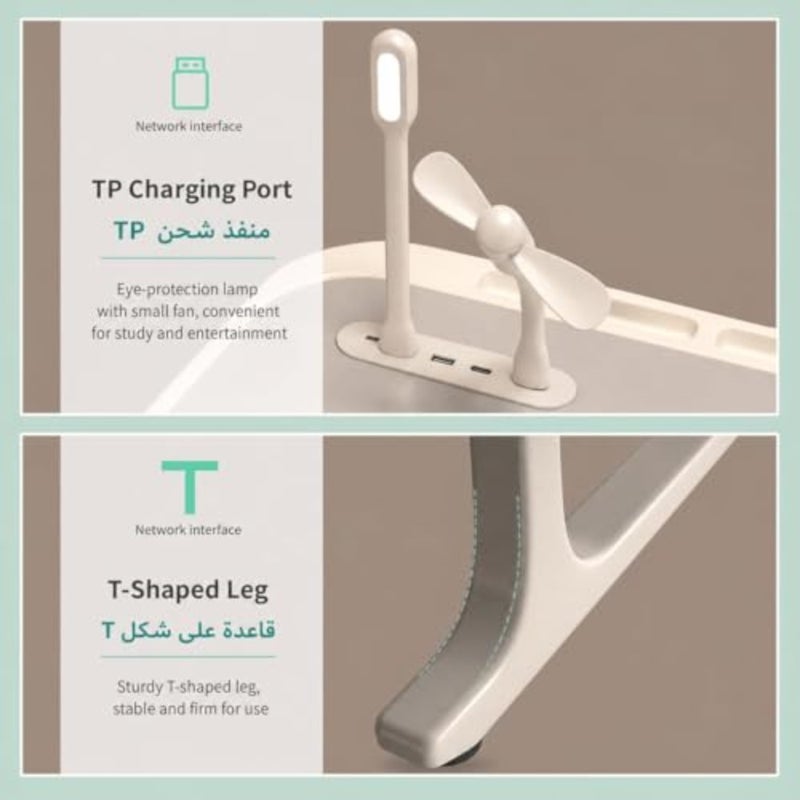 Laptop Bed Table, Laptop Desk for Bed, Foldable Laptop Bed Desk with USB Charge Port, Night light, Fan, Desktop Card Slot, Side Drawer, Portable Laptop Table for Bed Eating Reading Working - Image 2