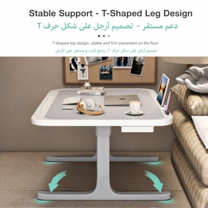 Laptop Bed Table, Laptop Desk for Bed, Foldable Laptop Bed Desk with USB Charge Port, Night light, Fan, Desktop Card Slot, Side Drawer, Portable Laptop Table for Bed Eating Reading Working - Image 5