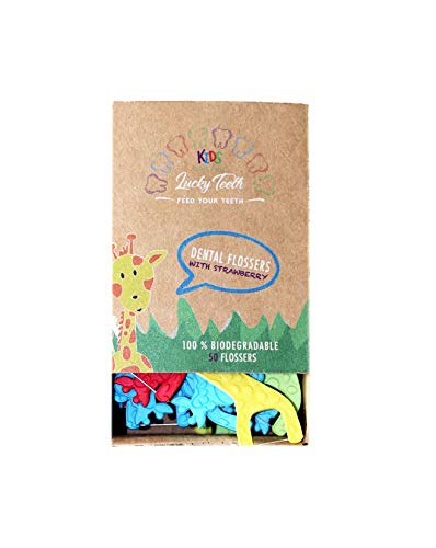 Lucky Teeth Kids Dental Floss Picks Without Fluoride, Natural Strawberry Flavor. Fun & Colorful Animal Shape Will Make Any Little one Floss. Part Biodegradable & Eco-Friendly. Prevent Tooth Decay & Gum Disease. - Image 2
