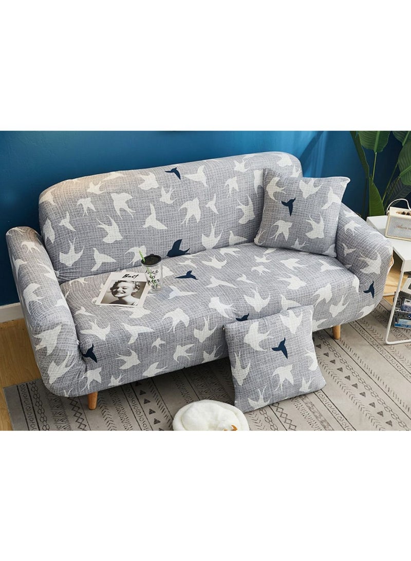 NIBEMINENT Friday Love Simple Style Sofa Slipcover Grey/White/Blue 90x140cm - Image 1