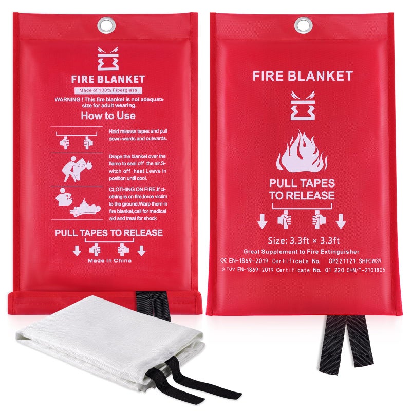 KITOSUN Fire Blanket for Kitchen Home Emergency - Fiberglass Blankets Fire Survival Suspension Flames Retardant Extinguisher Great for Stove Car Garage Office Camping Caravan BBQ Safety (2-Pack) - Image 1