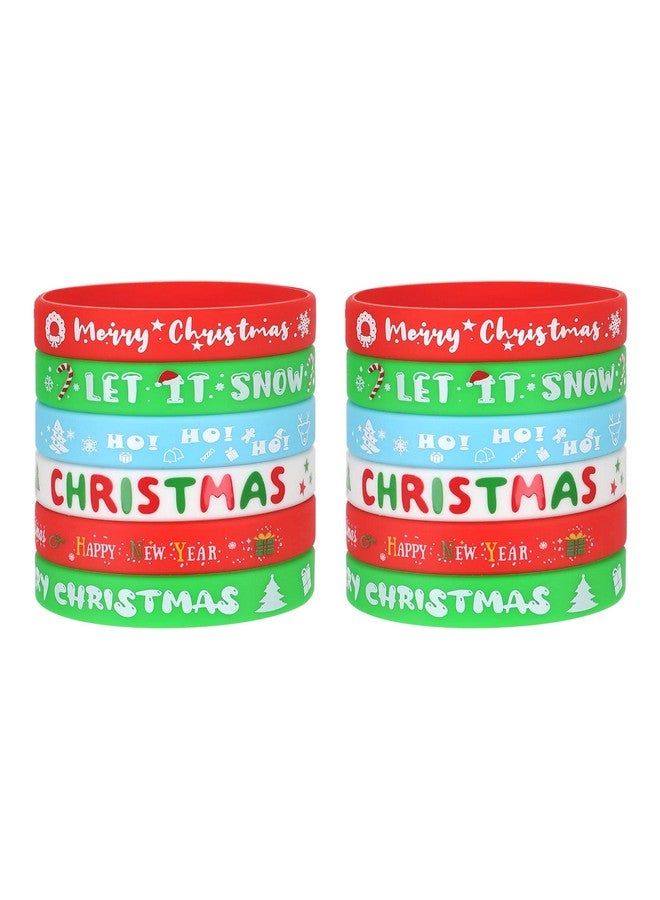 JUNEBRUSHS 24Pcs Christmas Silicone Bracelets, Rubber Wristbands Christmas Party Favors for Kids Decorations for Xmas Stocking Stuffers Wrist Band Accessories Gifts Supplies - Image 1