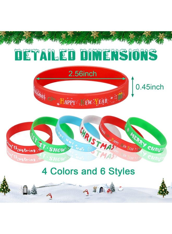 JUNEBRUSHS 24Pcs Christmas Silicone Bracelets, Rubber Wristbands Christmas Party Favors for Kids Decorations for Xmas Stocking Stuffers Wrist Band Accessories Gifts Supplies - Image 2