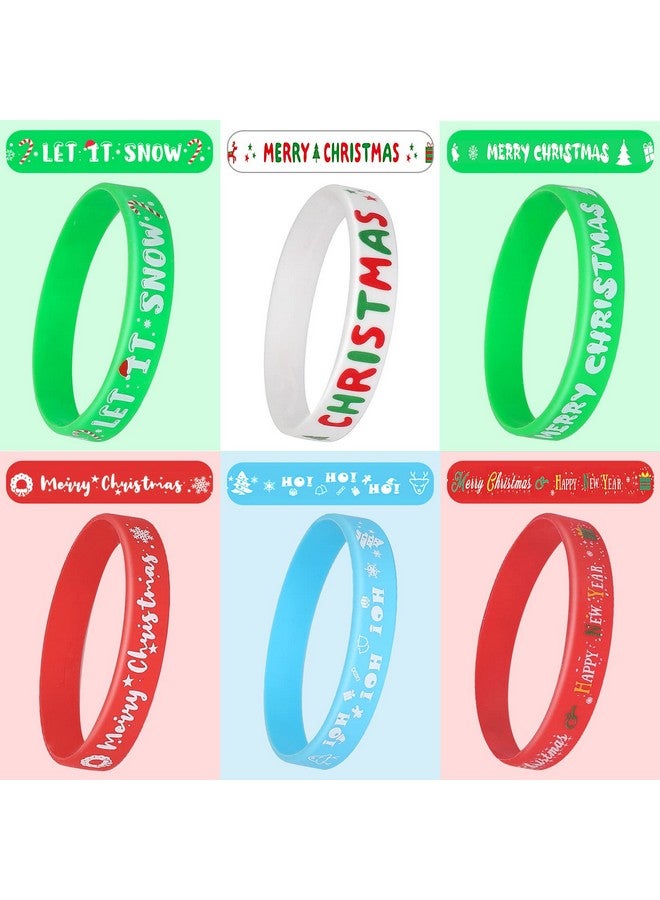 JUNEBRUSHS 24Pcs Christmas Silicone Bracelets, Rubber Wristbands Christmas Party Favors for Kids Decorations for Xmas Stocking Stuffers Wrist Band Accessories Gifts Supplies - Image 4
