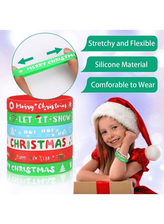 JUNEBRUSHS 24Pcs Christmas Silicone Bracelets, Rubber Wristbands Christmas Party Favors for Kids Decorations for Xmas Stocking Stuffers Wrist Band Accessories Gifts Supplies - Image 3